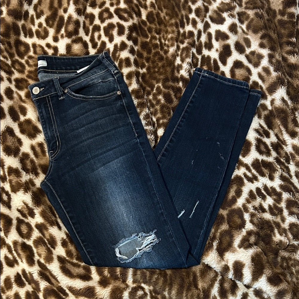 Women's Dark Blue Distressed Skinny Jeans